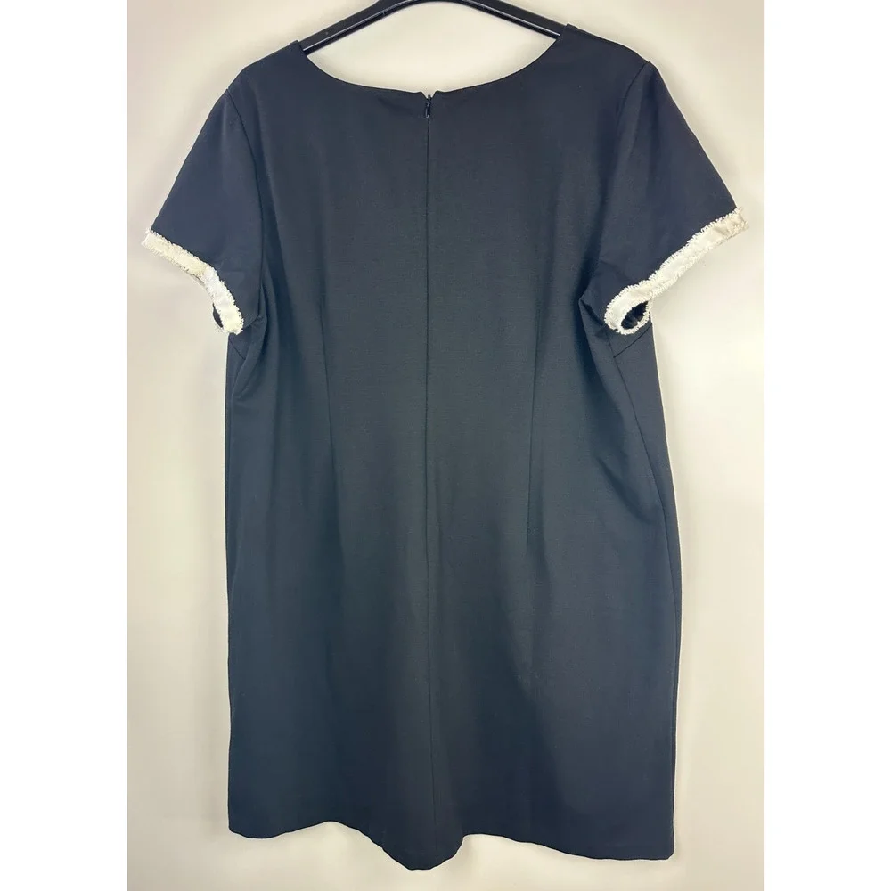 Talbots Ponte Shift Dress Fringe Pockets Black White Stretch Lined Plus Size 22W - Picture 8 of 11